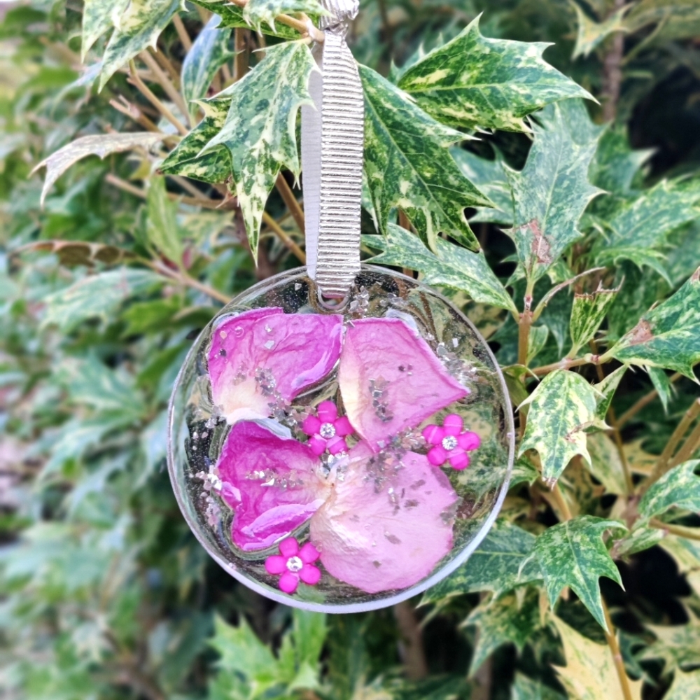 Handmade Resin Christmas Ornament with dried flowers